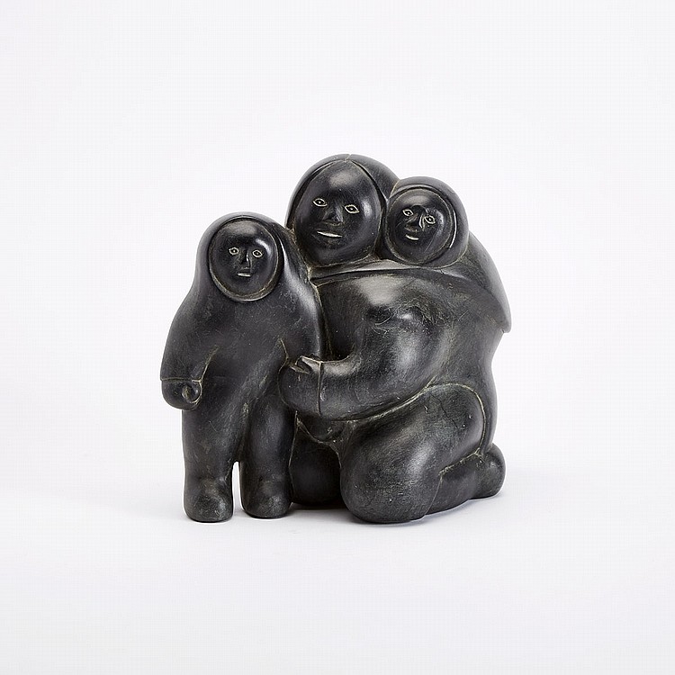 Mathew Aqigaaq comparable auction result: mathew aqigaaq 1940 2010 mother and children stone 10 5 x 9 5 x 6 in 26 7 x 24 1 x 15 2 cm