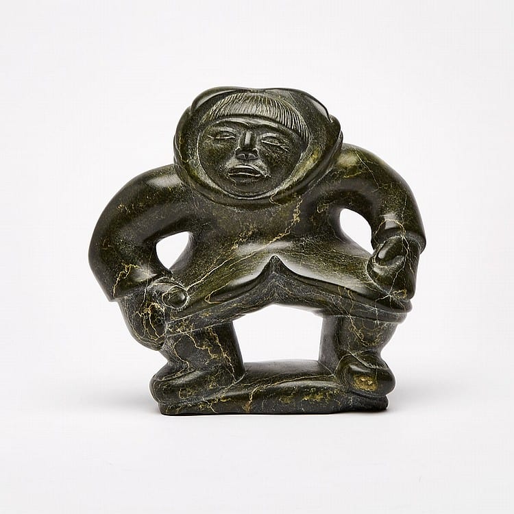 Kaka Ashoona comparable auction result: kaka ashoona 1928 1996 squatting man stone 8 5 x 9 x 4 5 in 21 6 x 22 9 x 11 4 cm