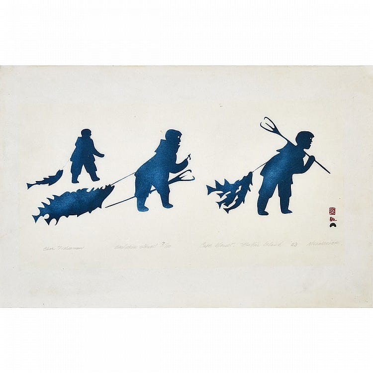 Niviaxie comparable auction result: niviaxie 1909 1959 char fisherman sealskin stencil unframed 13 x 20 in 33 x 50 8 cm