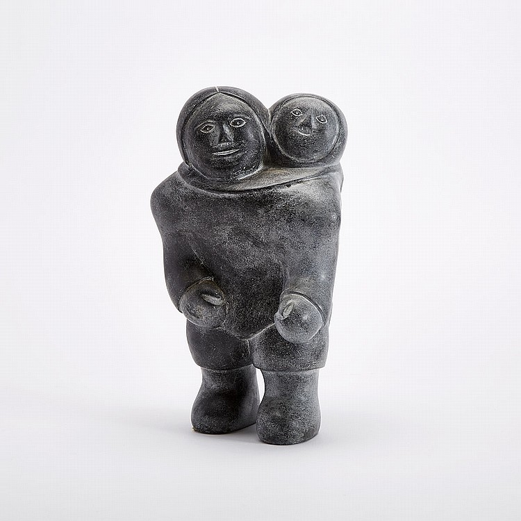 Mathew Aqigaaq comparable auction result: mathew aqigaaq 1940 2010 mother and child stone 11 x 7 x 6 in 27 9 x 17 8 x 15 2 cm