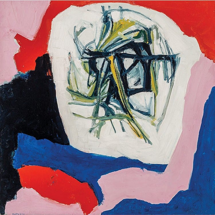 Marcelle Maltais comparable auction result: marcella maltais sans titre oil on canvas 23 5 ins x 23 5 ins 59 7 cms x 59 7 cms