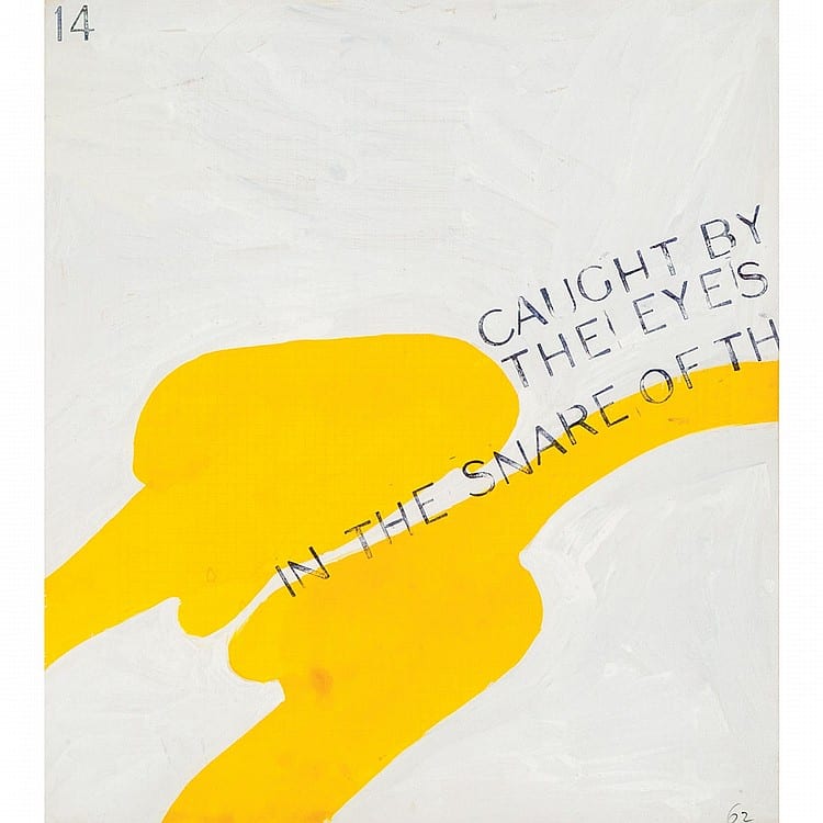Greg Curnoe comparable auction result: gregory richard curnoe caught by the eyes stamp pad ink and gouache on paper 10 75 ins x 9 5 ins 27 3 cms x 24 1 cms