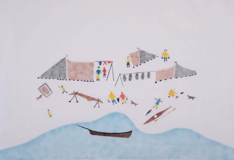 Elisapee Ishulutaq comparable auction result: elisapee ishulutaq mosesee novakeel pangnirtung summer camp stencil 2 40 signed in syllabics and dated 72 16 x 23 1 2 in 40