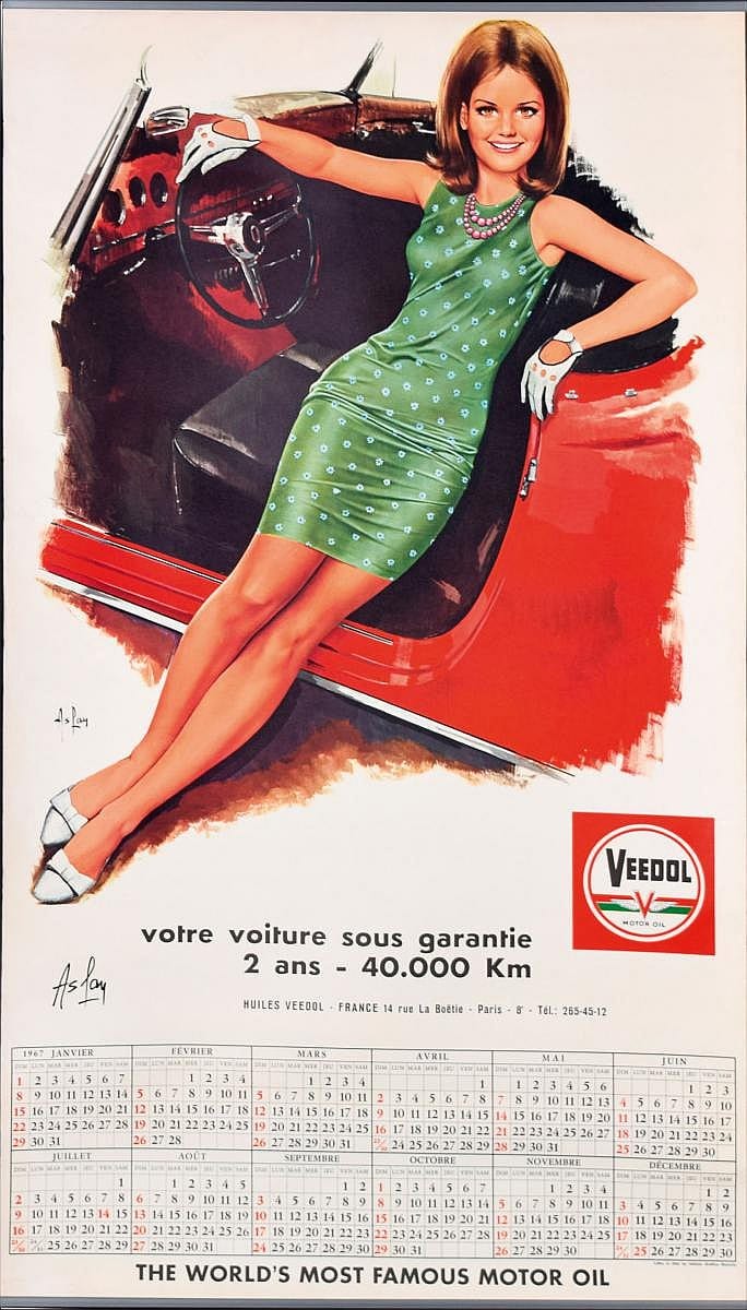Alain Aslan comparable auction result: veedol motor oil calendrier 1966