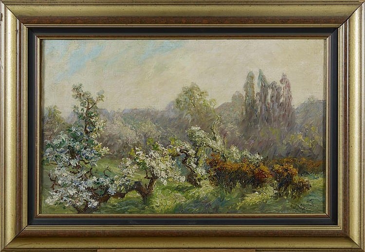 François Richard de Montholon comparable auction result: fran ois richard de montholon 1856 1940 verg en fleur huile sur toile sign e en bas droite cachet de l atelier au dos 38 5 x 61 cm