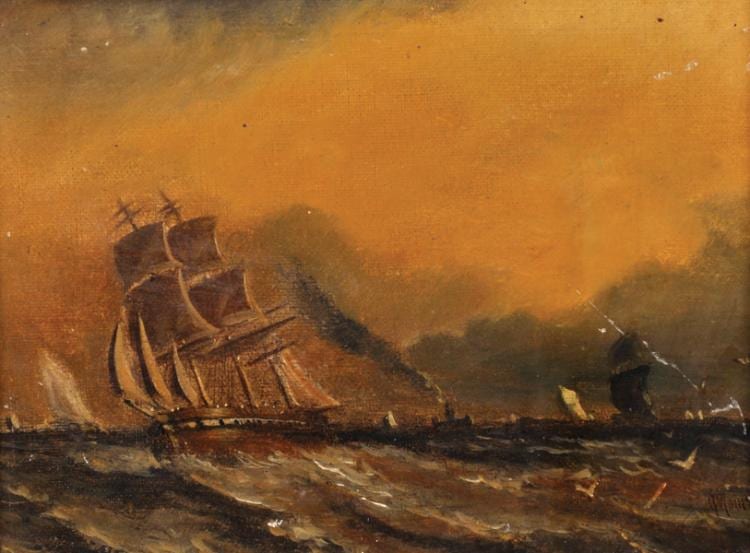 claude t stanfield moore 1853 1901 british a shipping scene with a clipper oil on canvas signed 6 x 8 and the companion piece a pair 2 · John Nicholson's Fine Art Auctioneers & Valuers · 2018-05-23 Claude T. S. Moore comparable auction result: claude t stanfield moore 1853 1901 british a shipping scene with a clipper oil on canvas signed 6 x 8 and the companion piece a pair 2