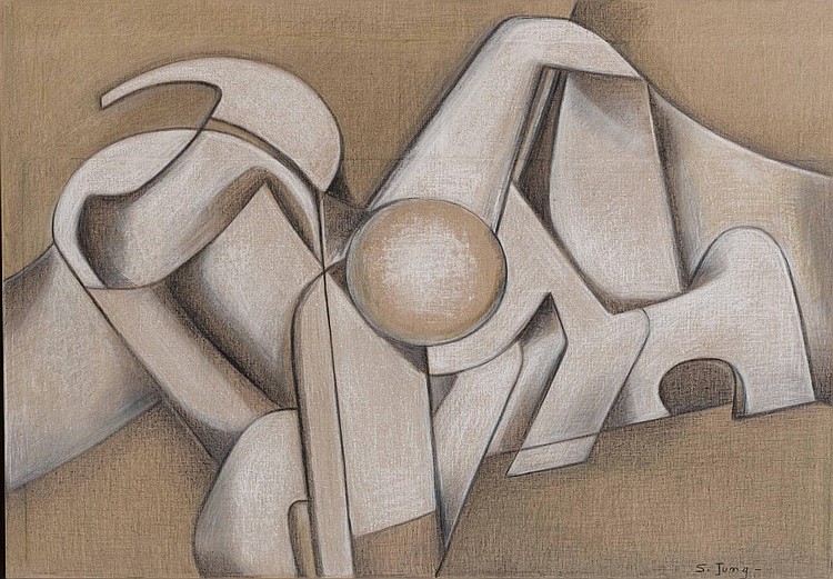 Simonetta Jung comparable auction result: simonetta jung 1917 2005 elountha n 1 1979 fusain et craie sur toile