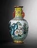 A Fine And Superb Yangcai Yellow-Ground ‘BOYS’ VASE comparable sale
