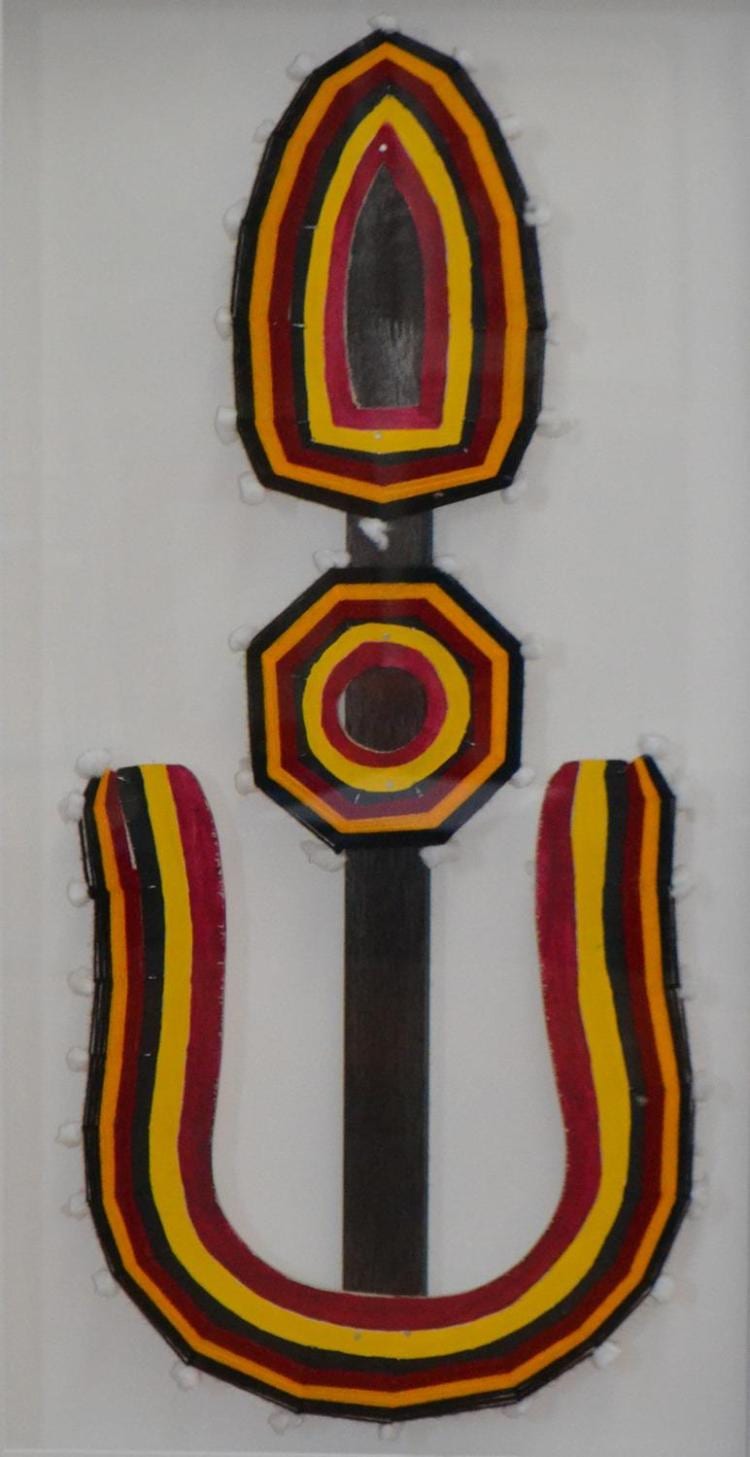 Roy Wiggan comparable auction result: roy wiggan illma acrylic plywood and cotton 75cm length