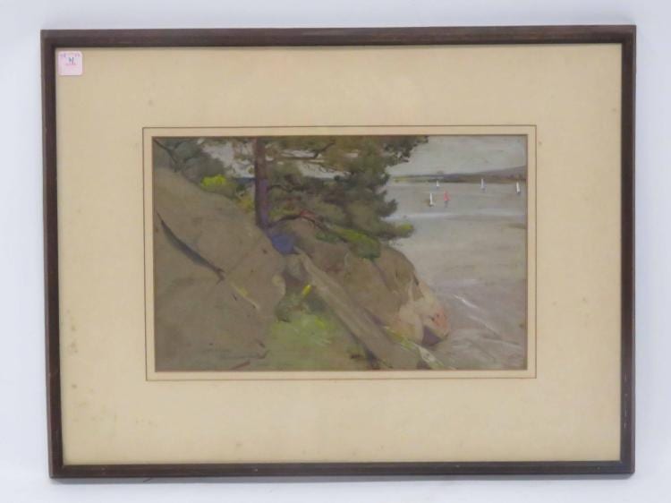 William Walls comparable auction result: william walls scotland 1860 1942 watercolor and gouache spinning dale scotland signed and titled 1912 sight 10 x 15 1 2 framed and glazed 19 x 24 1 2