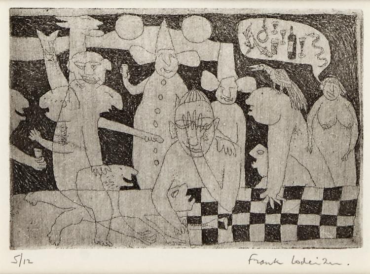 Frank Lodeizen comparable auction result: lazerus a characteristic etching by frank lodeizen