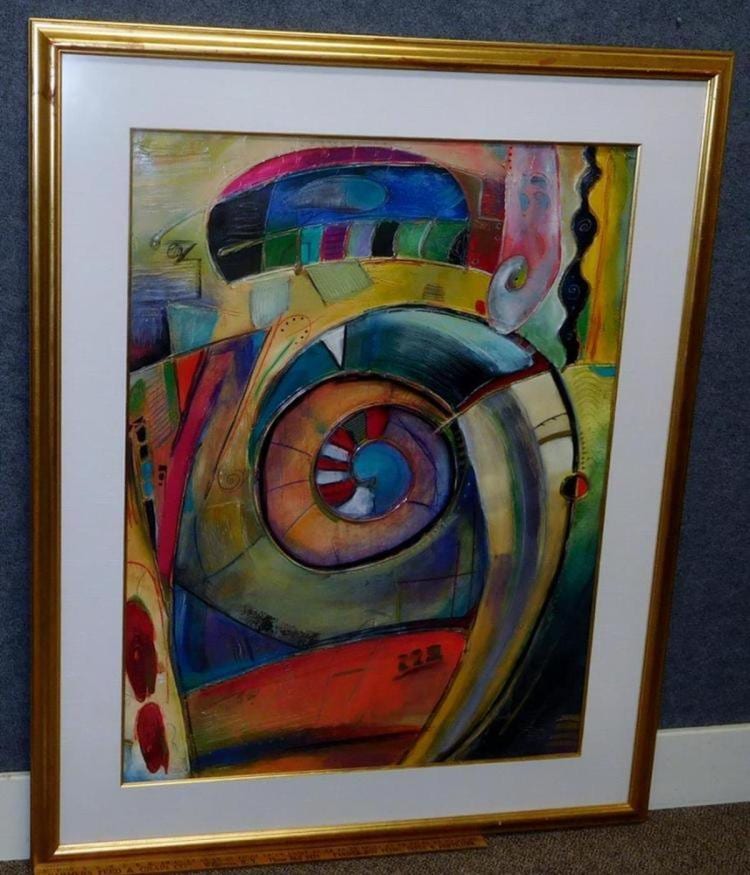 Kamy Deljou comparable auction result: kamy deljou iranian b 1957 opus 3 painting on paper framed