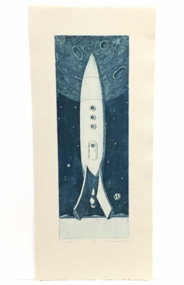 Mark McDowell comparable auction result: mark mcdowell rocket etching
