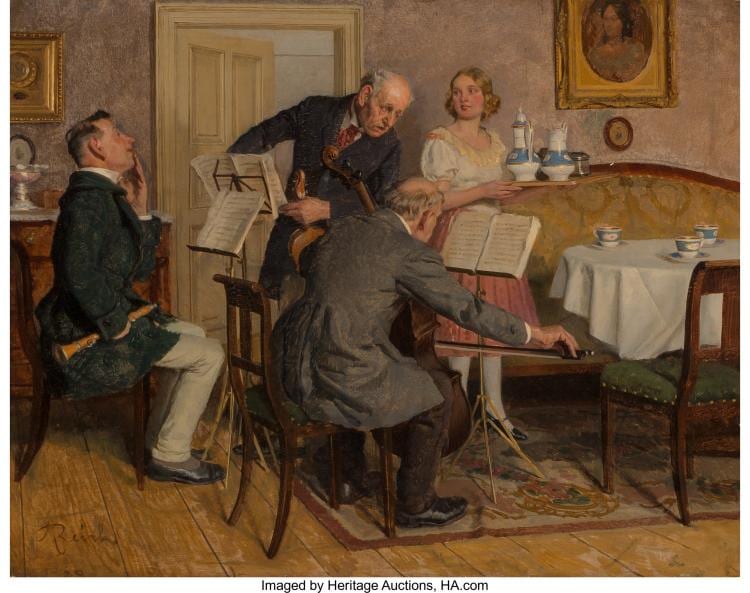 Adolf Reich comparable auction result: adolf reich german 1887 1963 music practice 1926 oil on panel 16 x 20 inches