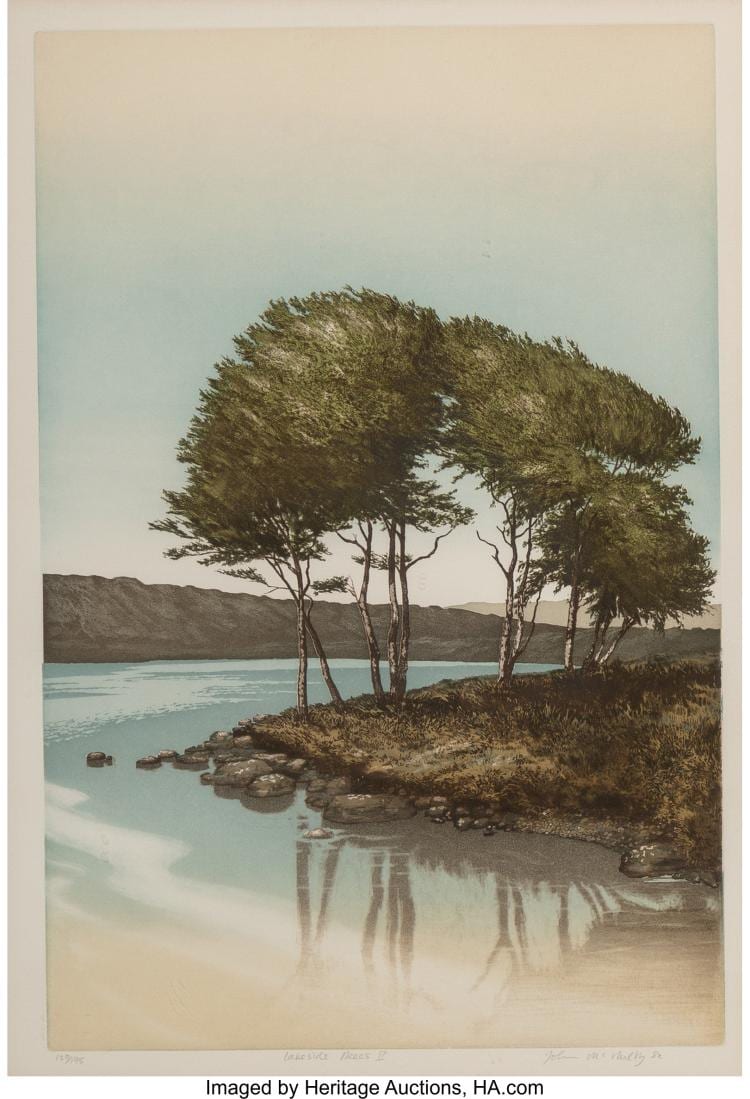 John McNulty comparable auction result: john mcnulty irish b 1949 lakeside trees 1982 aquatint in colors on paper 2