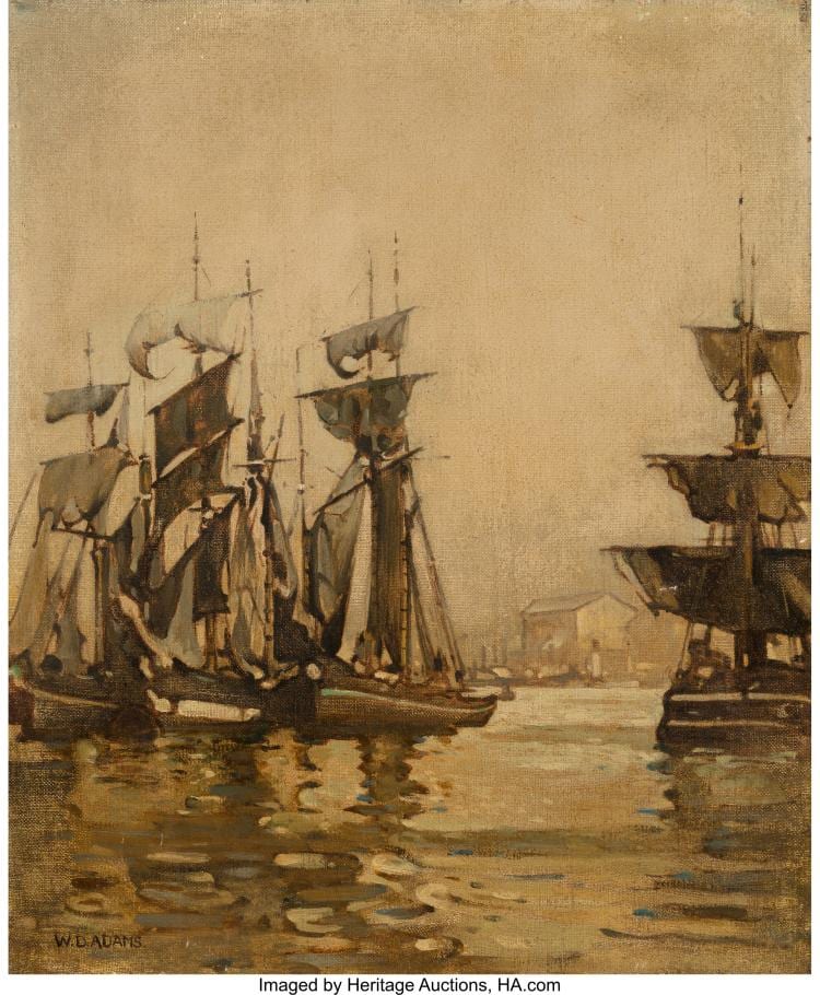 William Dacres Adams comparable auction result: william dacres adams british 1864 1951 harbor scene oil on canvas 24 x 20 inc