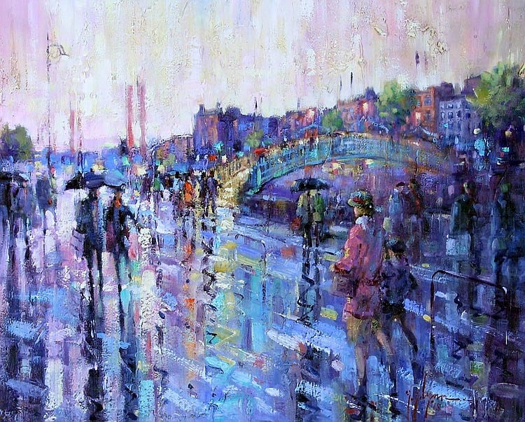 Gerry Glynn comparable auction result: gerry glynn evening drizzle aston quay