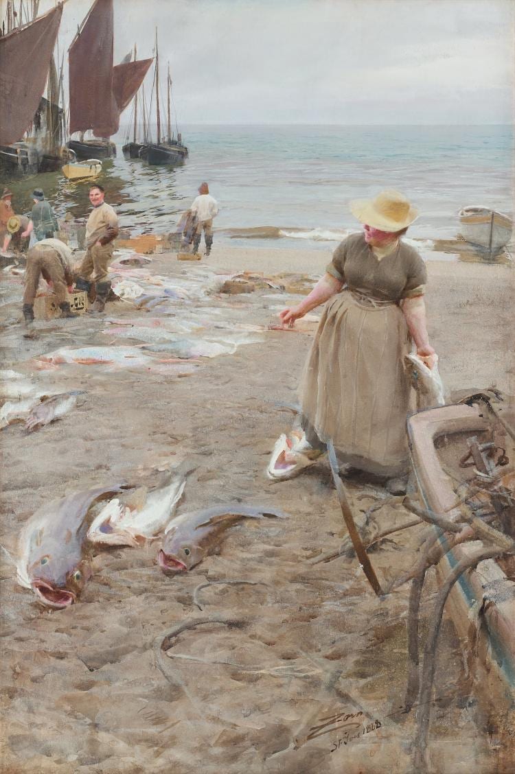 Anders Zorn comparable auction result: anders zorn on the beach st ives cornwall england