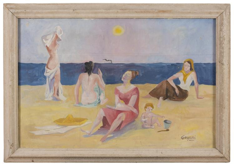 Nino Gasparri comparable auction result: nino gasparri bari 1910 1989 donne in spiaggia anni 50