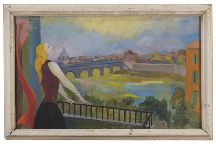 Nino Gasparri comparable auction result: nino gasparri bari 1910 1989 donna al balcone sul lungotevere anni 50