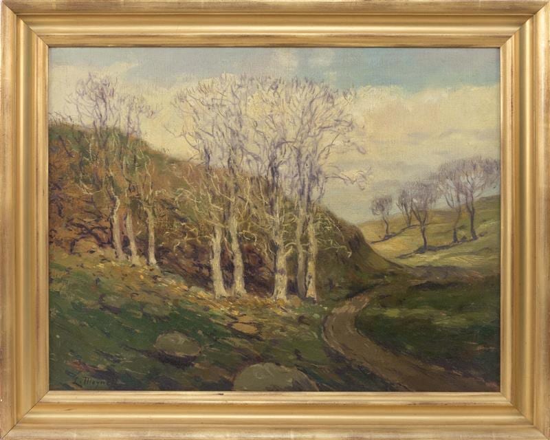 Louis Meynell comparable auction result: louis meynell massachusetts b 1868 landscape with a stand of trees oil on canvas 20 x 26 framed 24 x 30