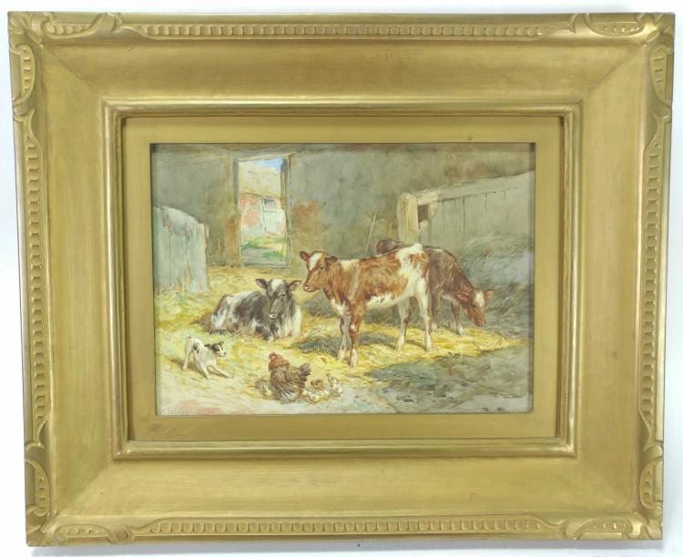 Claude Cardon comparable auction result: claude cardon barn animals watercolor on paper
