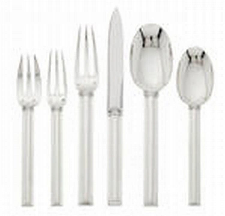 Jens Adolph Jerichau comparable auction result: a french first standard silver modernist flatware service for eight by je