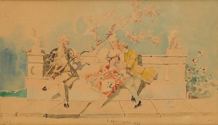 Jan Czeslaw Moniuszko comparable auction result: jan czeslaw moniuszko 1853 1908 fete champetre scene from 18th century 1895