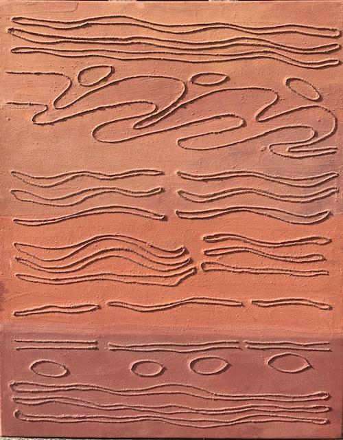 Dorrie Gibson comparable auction result: dorrie gibson b 1964 daintree rainforest camp 1997 ochre on canvas