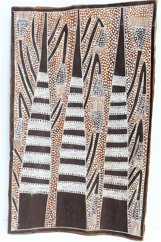 PHILIP GUDTHAYKUDTHAY comparable auction result: philip gudthaykudthay c 1923 27 sand palm earth colours on bark
