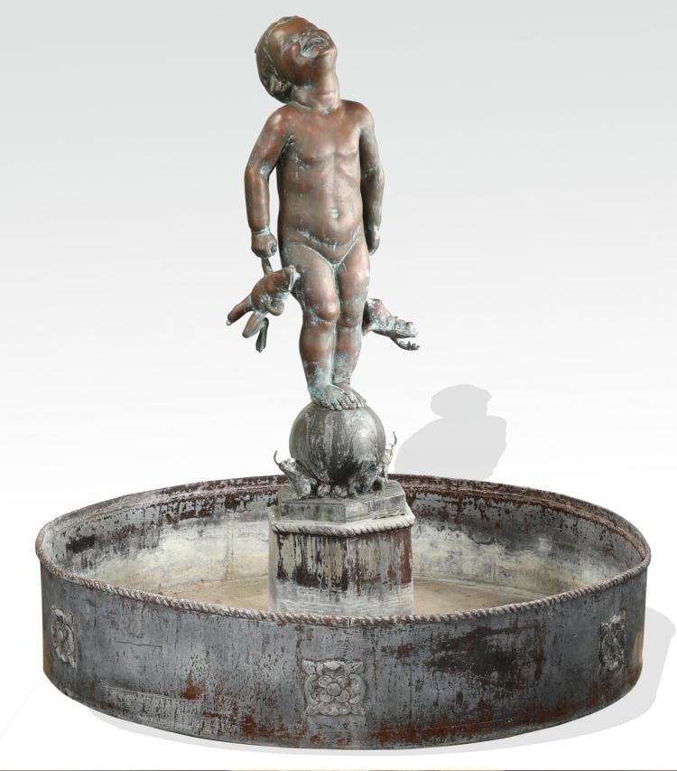 E Barretto Parson 'Frog Baby' bronze fountain & basin sold by Great Gatsby's Auction Gallery, Inc., lot 927 — auction record photograph