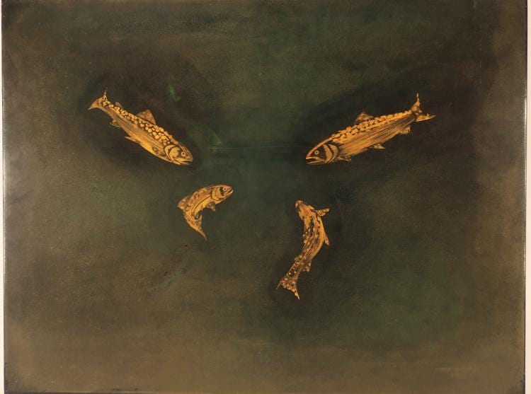 Bernard Dunand comparable auction result: bernard dunand fr golden fish oil lacquer board