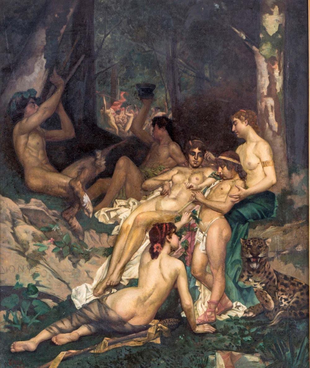 Charles Giron comparable auction result: charles giron 1850 1914 bacchanale huile sur toile sign e et dat e 1889 120x100 cm