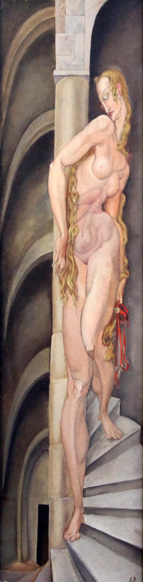 A. Victor O. Wood comparable auction result: albert victor ormsby wood 1904 1977 nude on a spiral staircase 27 x 6 75in