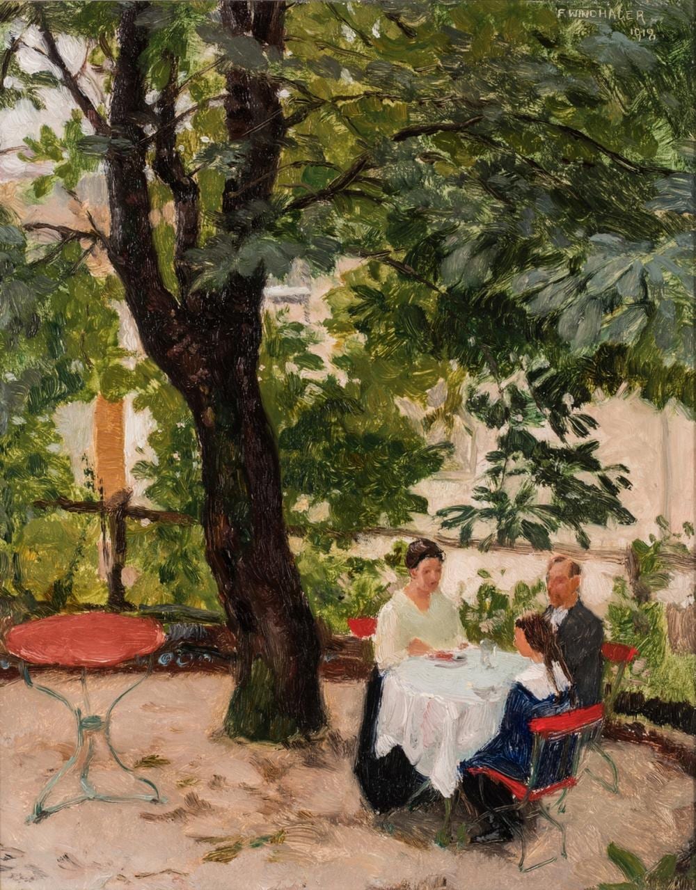 Franz Windhager comparable auction result: franz windhager oil dining on a terrace