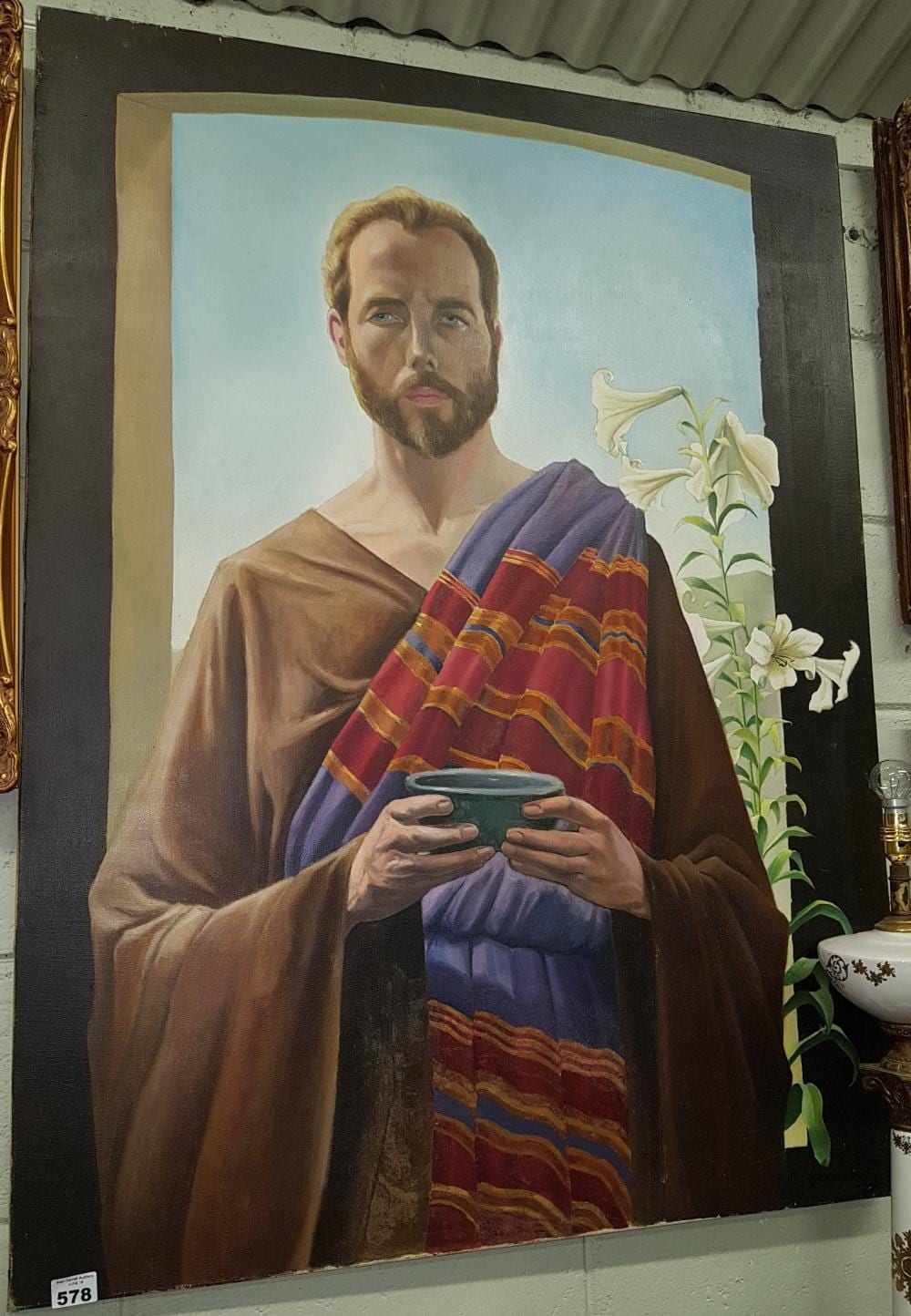 Cecil Riley comparable auction result: cecil riley 1917 2015 oil on canvas the last supper a man in a doorway holding a