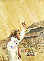Le Mans: Original poster artwork by Tom Jung, Cinema Center Films / Solar Productions, 1971, sold by Bonhams, lot 20 — auction record photograph
