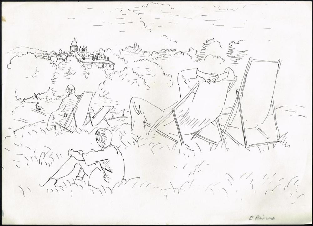 Elizabeth Joyce Rivers comparable auction result: elizabeth rivers 1903 1964 ink drawing and other items set of six