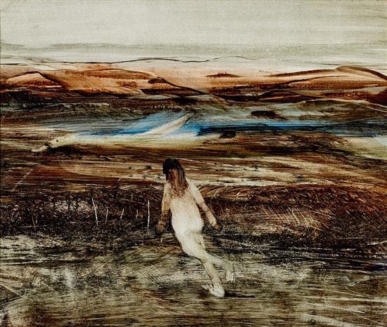 § SIDNEY NOLAN 1917-1992 Leda and Swan (1961) oil on paper on board 25 x 30.2 cm sold by Smith & Singer, lot 10 — auction record photograph