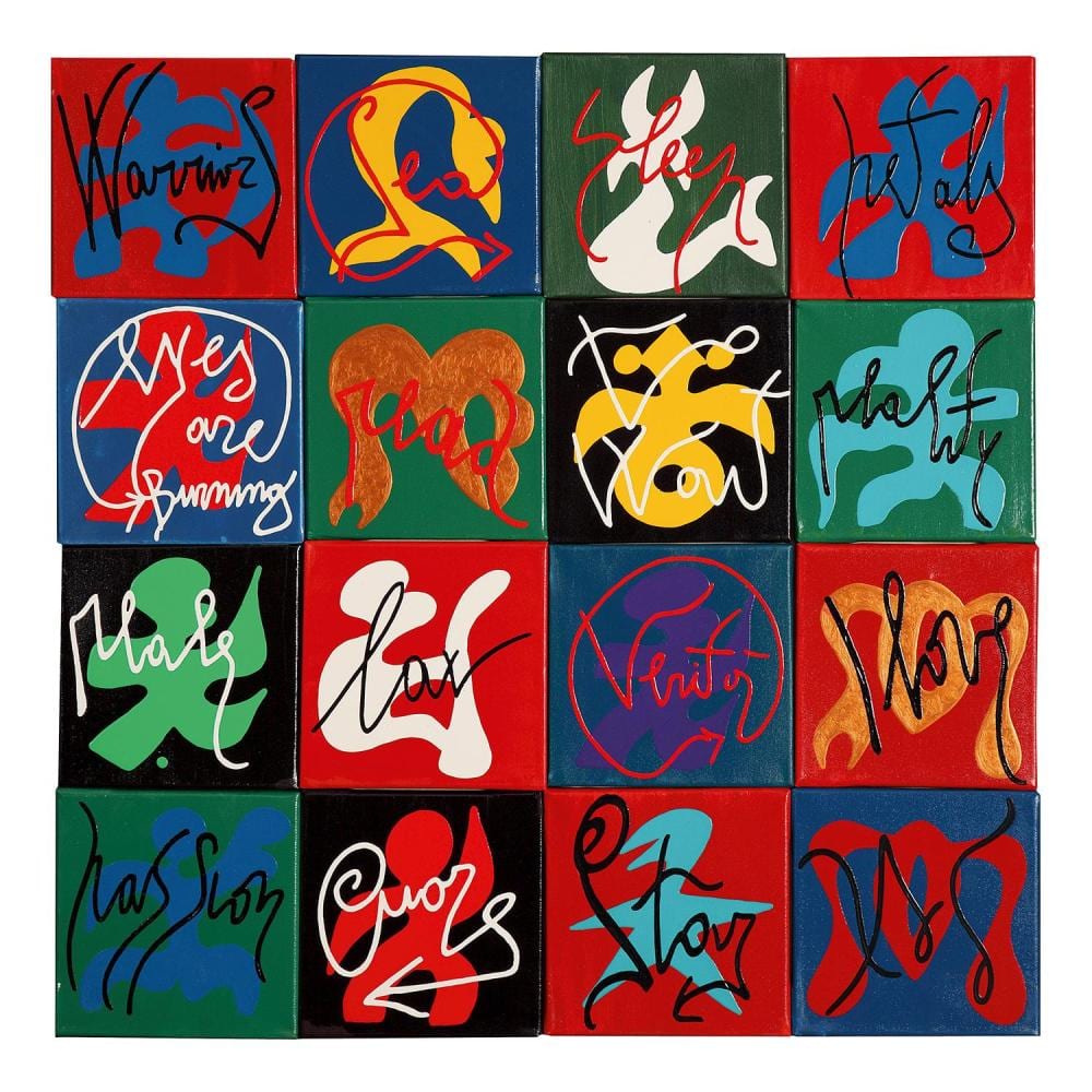 Marco Nereo Rotelli comparable auction result: marco nereo rotelli n en 1955 save the poetry 1 enamel and acrylic on canvas laid on panel signed and certificate affixed on the re
