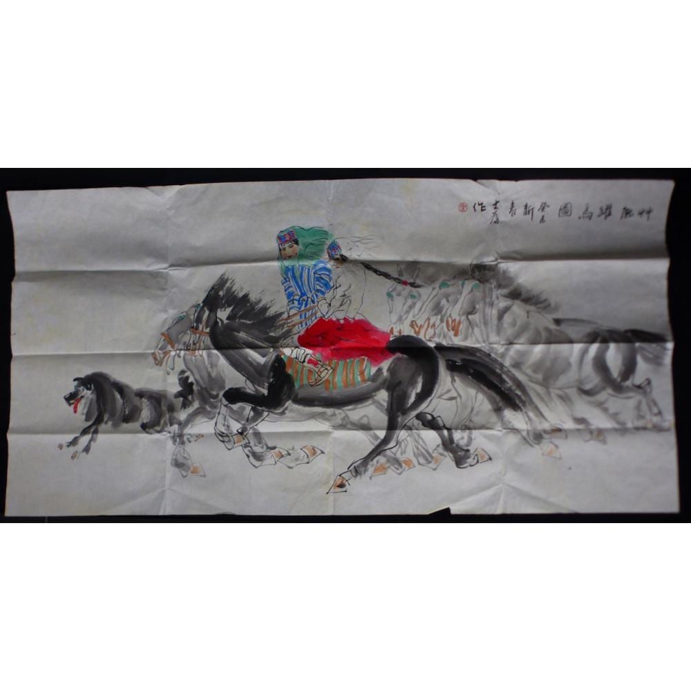 dawei liu horses riders watercolor on paper · Antiques & Modern Auction Gallery · 2018-07-15 Dawei Liu comparable auction result: dawei liu horses riders watercolor on paper