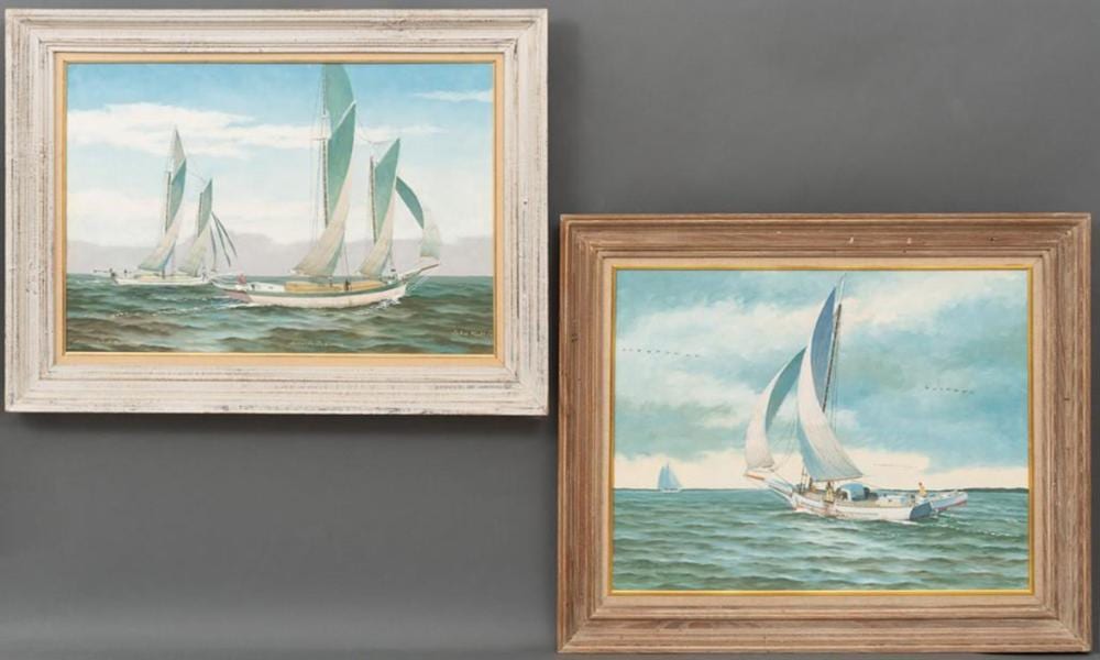 John Moll comparable auction result: john moll 1910 1991 pair of sail boat paintings