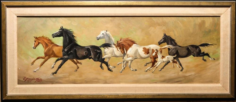 Evelio Garcia Mata comparable auction result: evelio garcia mata equestrian landscape oil