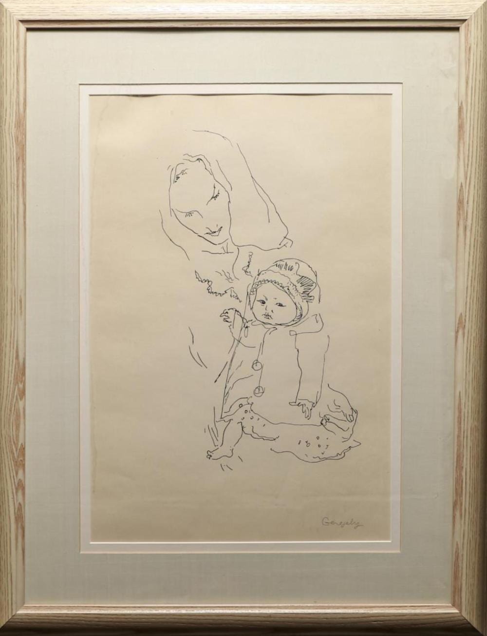 Tibor Gergely comparable auction result: tibor gergely judaica lithograph mother baby
