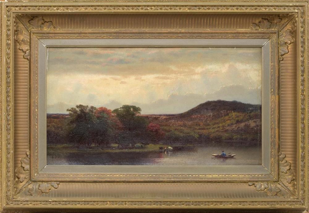 George Nelson Cass comparable auction result: george nelson cass massachusetts 1831 1882 sunlight over a pond oil on canvas 9 x 16 framed 15 x 23