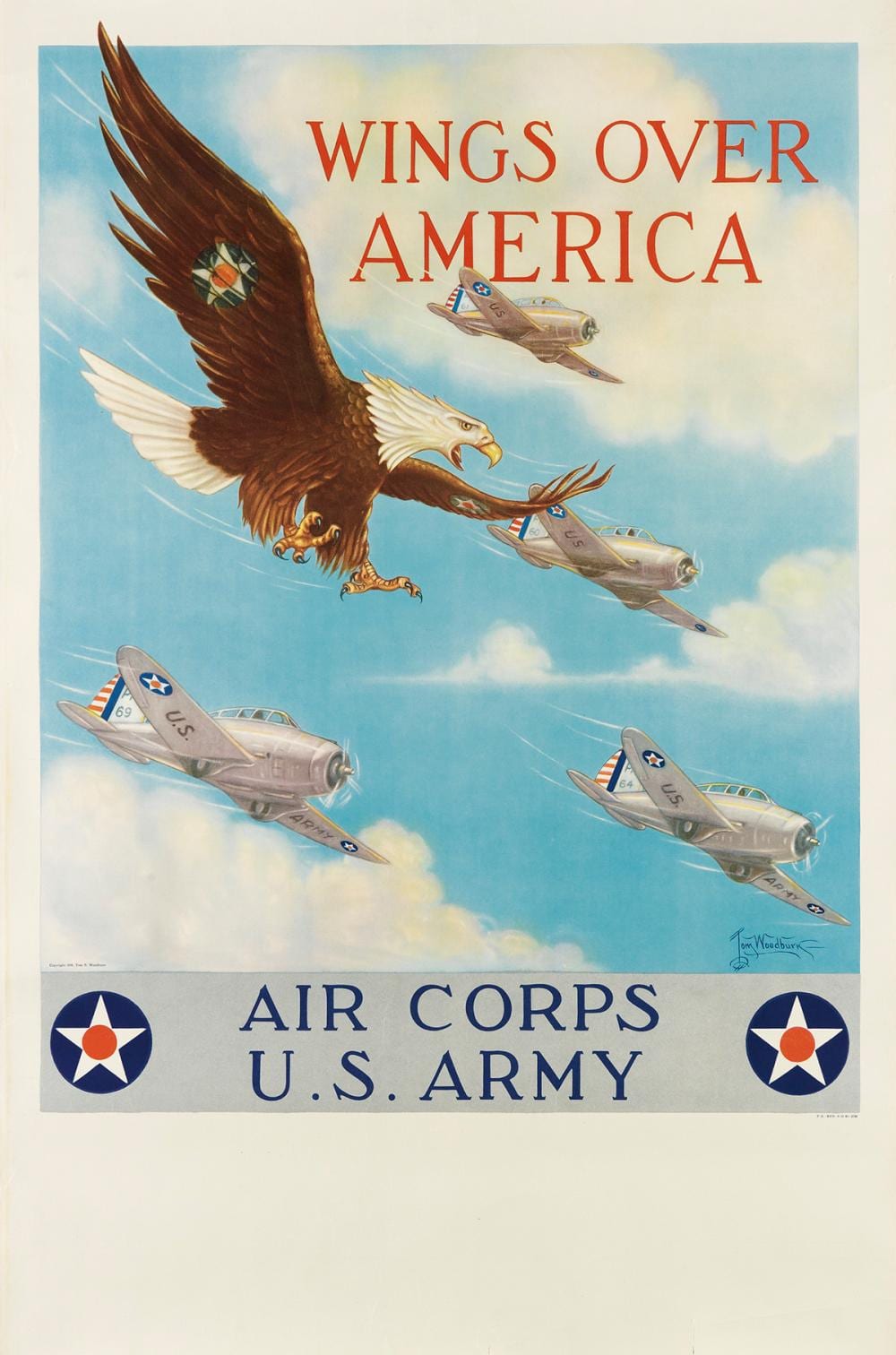 Tom B. Woodburn comparable auction result: tom b woodburn 1893 1980 wings over america 1939 37x25 inches 96x63 cm