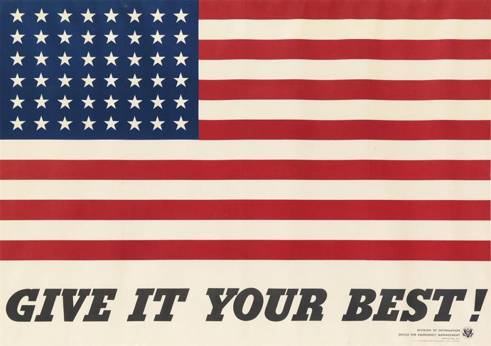 charles coiner 1898 1989 give it your best 1942 28x39 inches 71x100 cm u s government printing office washington d c · Swann Auction Galleries · 2018-08-01 Charles Coiner comparable auction result: charles coiner 1898 1989 give it your best 1942 28x39 inches 71x100 cm u s government printing office washington d c