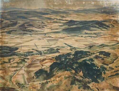 Alfred Cook comparable auction result: alfred cook 1907 1970 tasmania patch work 31 5 x 41cm
