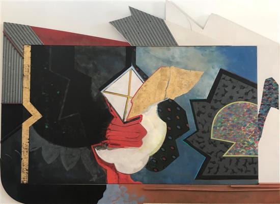 Emanuel Raft comparable auction result: emanuel raft 1938 2016 the flight fall of icarus 1986 oil acrylic gold leaf corrugated iron canvas wood