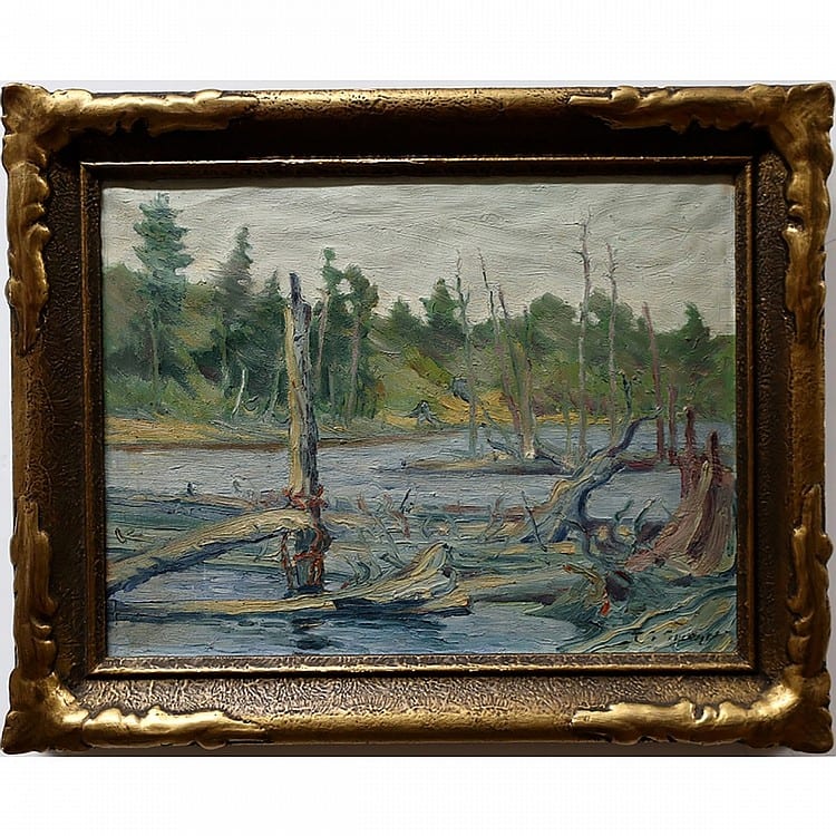 Thomas Garland Greene comparable auction result: thomas garland greene canadian 1875 1955 trail of the lumberjack oil on canvas laid down on board signed lower right signed and titled verso 9 5 x 12 5 in 24 1 x 31 8 cm